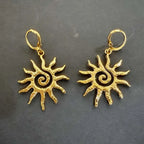 Fashion Vintage Chic Sun Shaped Pendant Necklace Stainless Steel Earrings Statement Golden Fashion Jewlery Accessories