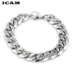 ICAM 3-11mm Men's Bracelets Silver Stainless Steel Curb Cuban Link Chain Bracelets For Men Women Wholesale Jewelry Gift