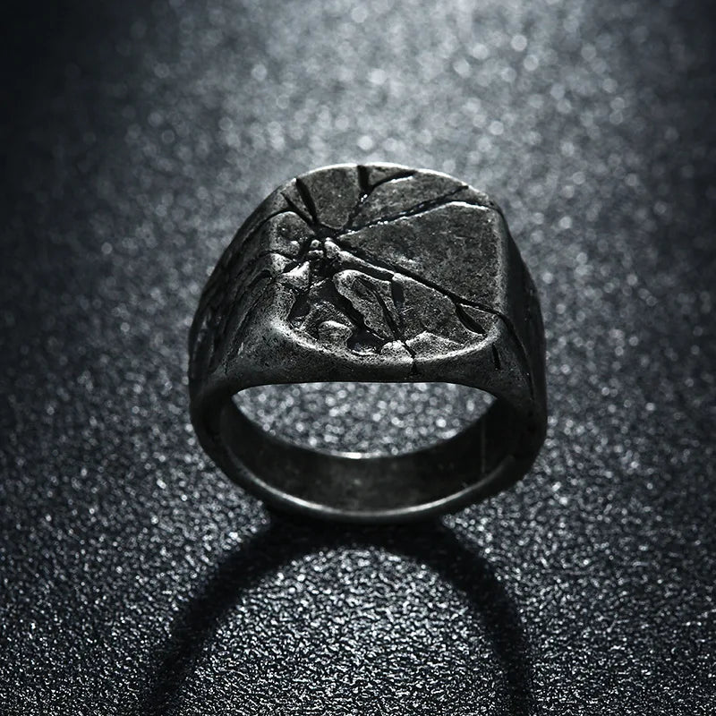 Cracking Rock Statement Ring — Silver