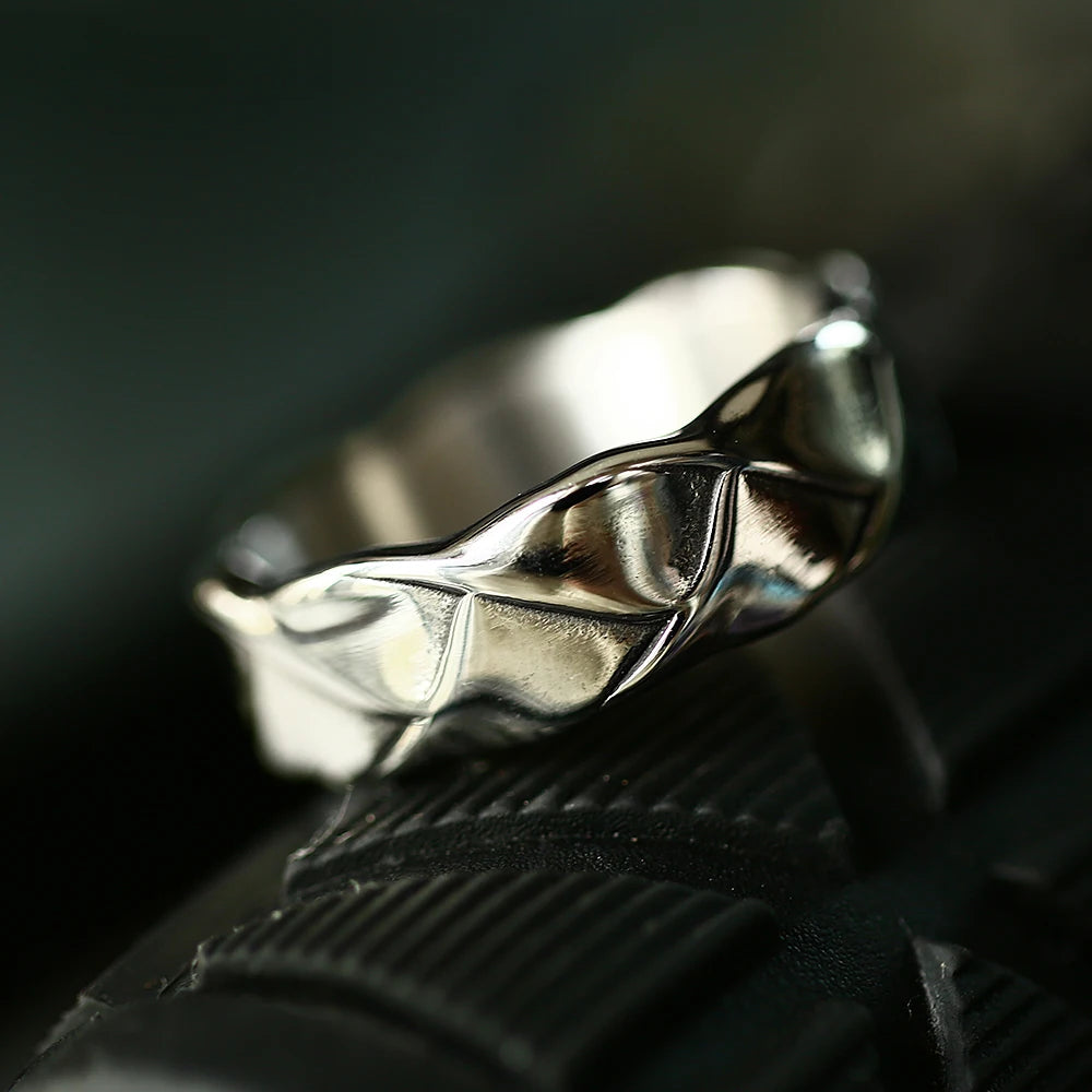 Fashion Punk Geometric Rhombus Rings Stainless Steel Hip Hop Rock Simple Ring For Men Women Trendy Jewelry Gift