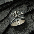 Skull and Crossbones Wide Band Ring for Men and Women — Gothic