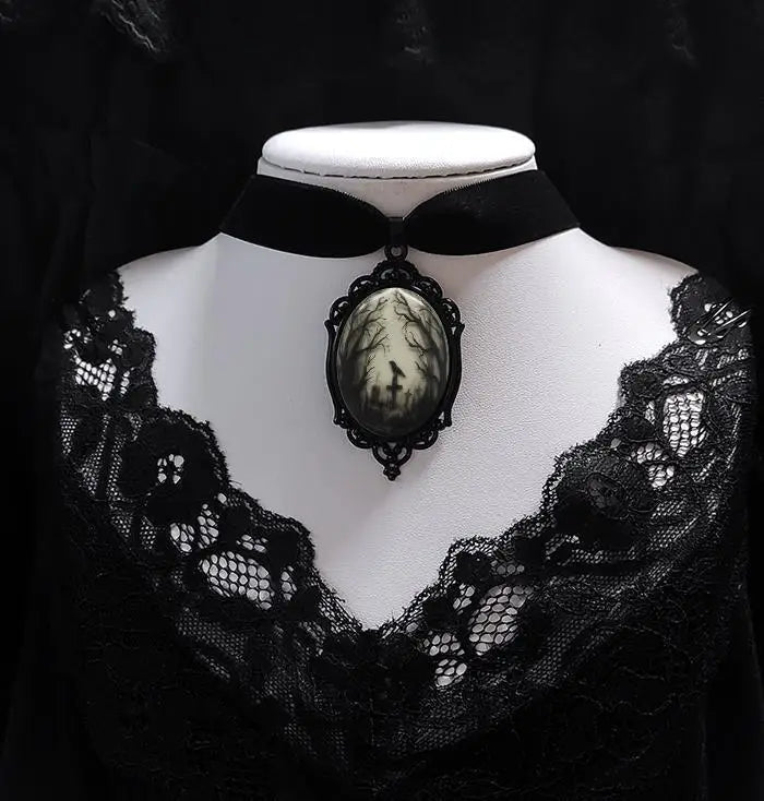Gothic Crow Pendant Necklace