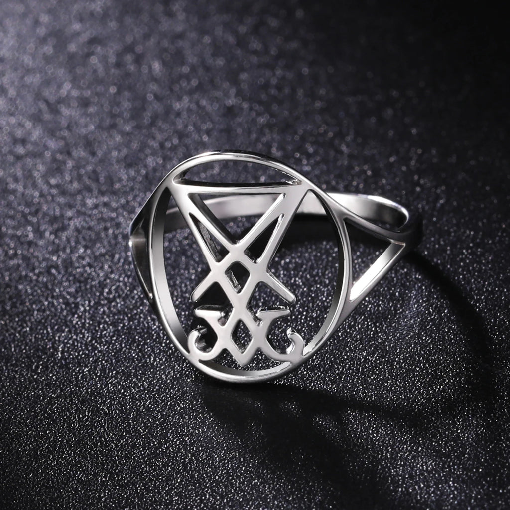 Sigil of Lucifer Amulet Ring — Stainless Steel
