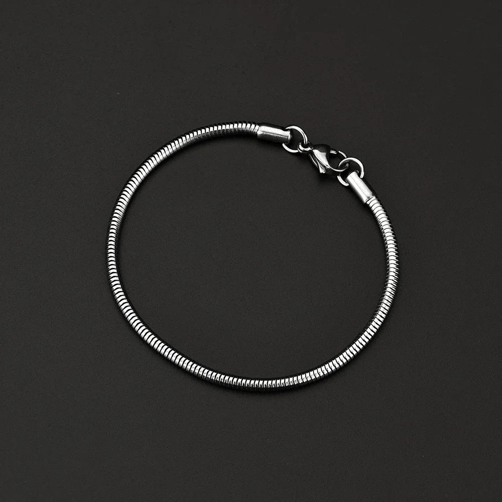 Silver-Tone Snake Chain Necklace Bracelet Set, 3mm