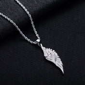 Iced Out Angel Wing Pendant — Gold-Tone Stainless Steel