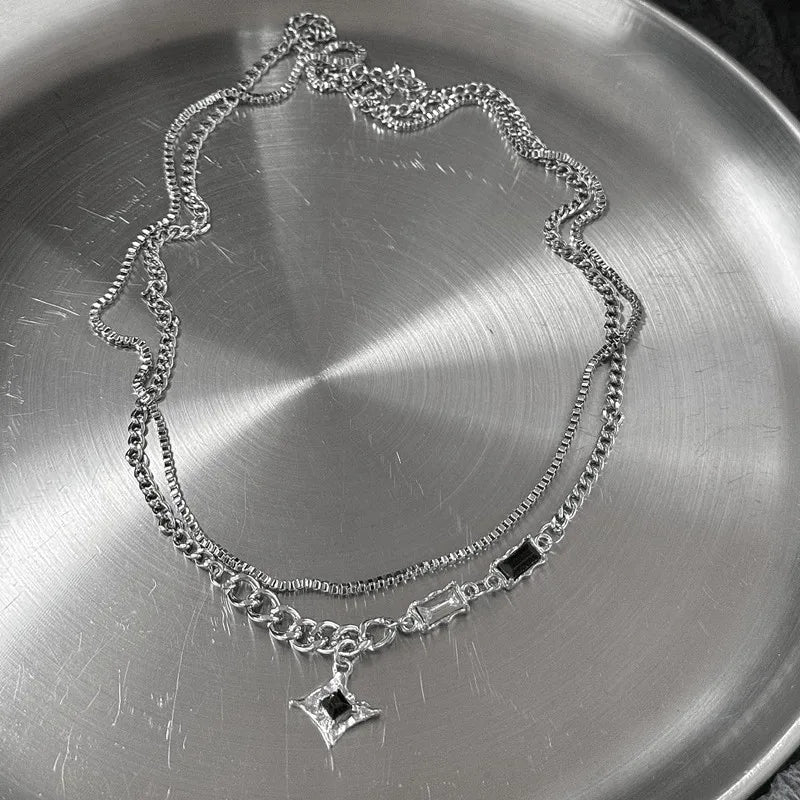 Punk Stainless Steel Star Geometry Pendant necklace for Men Hip Hop Elements Jewelry