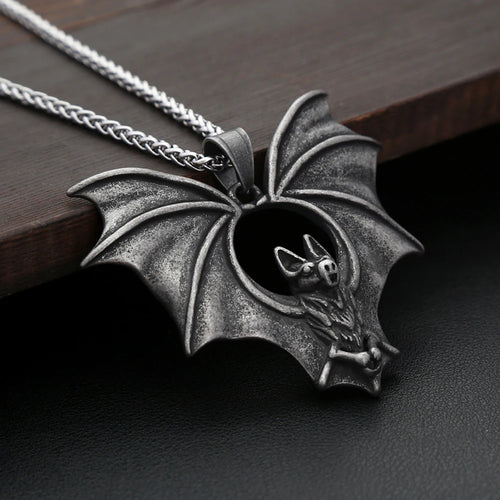 Vintage Biker 316L Stainless Steel 3D Bat Pendant For Men Boys Punk Hip Hop Animal Necklaces Creative Jewelry Gifts