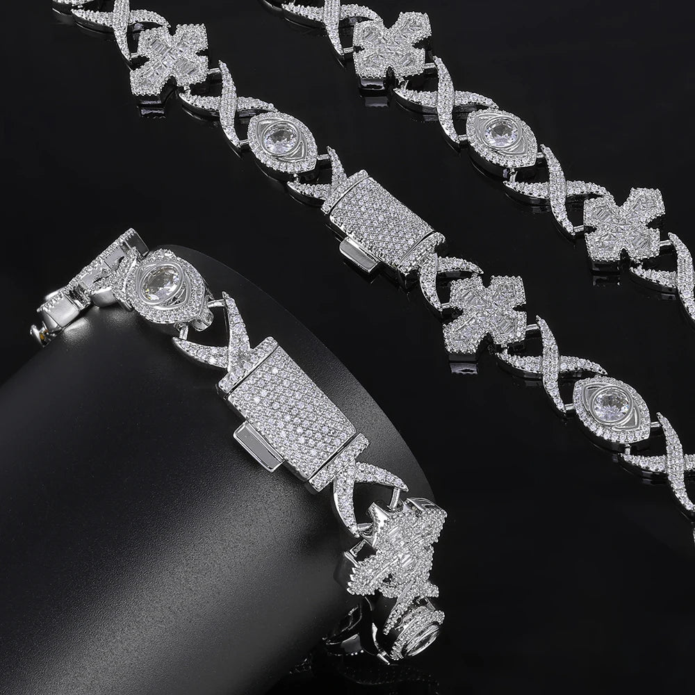 Cross Cuban Chain Necklace Iced Out Stainless Steel