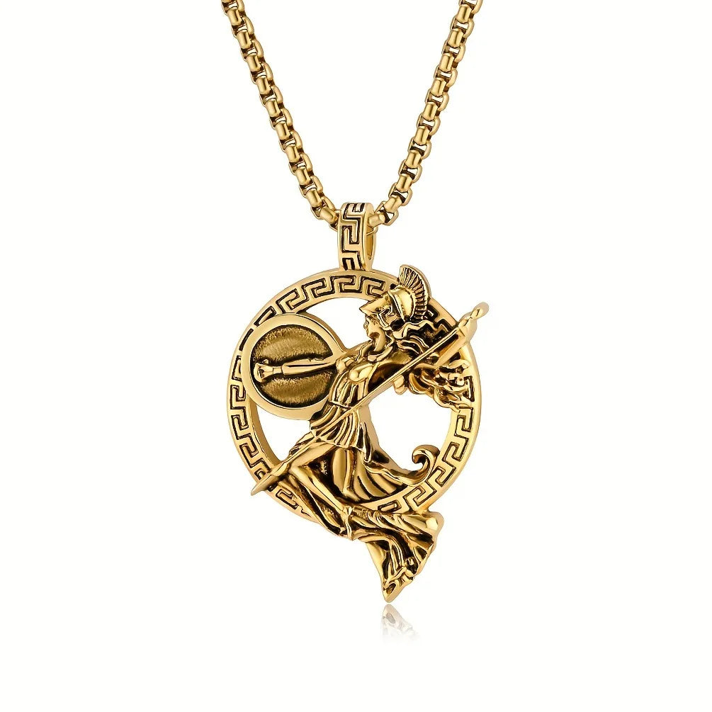 Greek Mythology Athena Sparta Pendant Necklace — 60cm Chain