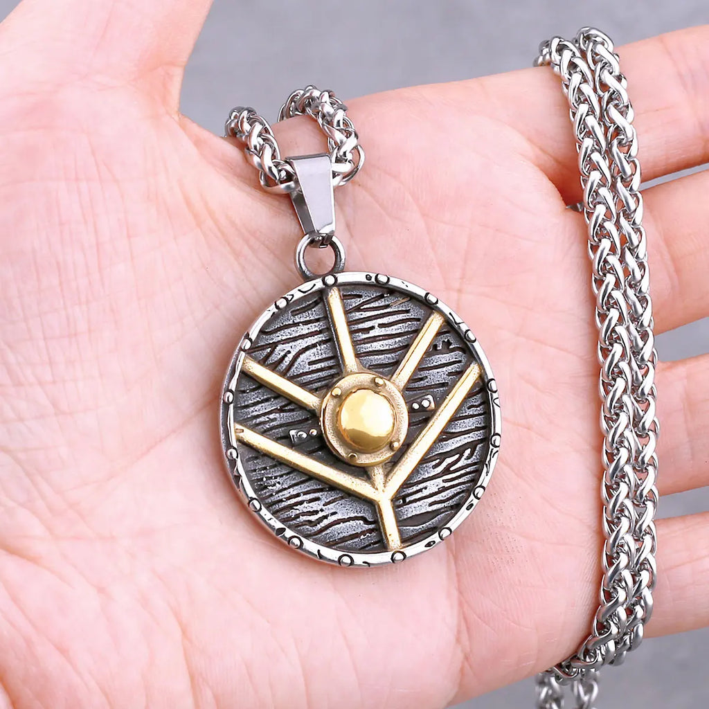 Odin Rune Vegvisir Pendant Necklace — Stainless Steel