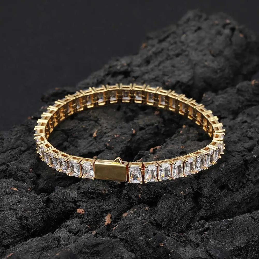 Tennis Bracelet Stainless Steel 6MM Rectangle CZ
