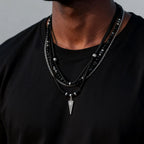 Multi-Layer Leather Pendant Necklace — Black