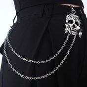 Double Layer Skull Keychain — Stainless Steel Beaded