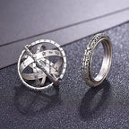 Vintage Astronomical Ball Alloy Men's and Women's Rings Creative Complex Rotating Cosmic Ring Deformable Rotating Ring