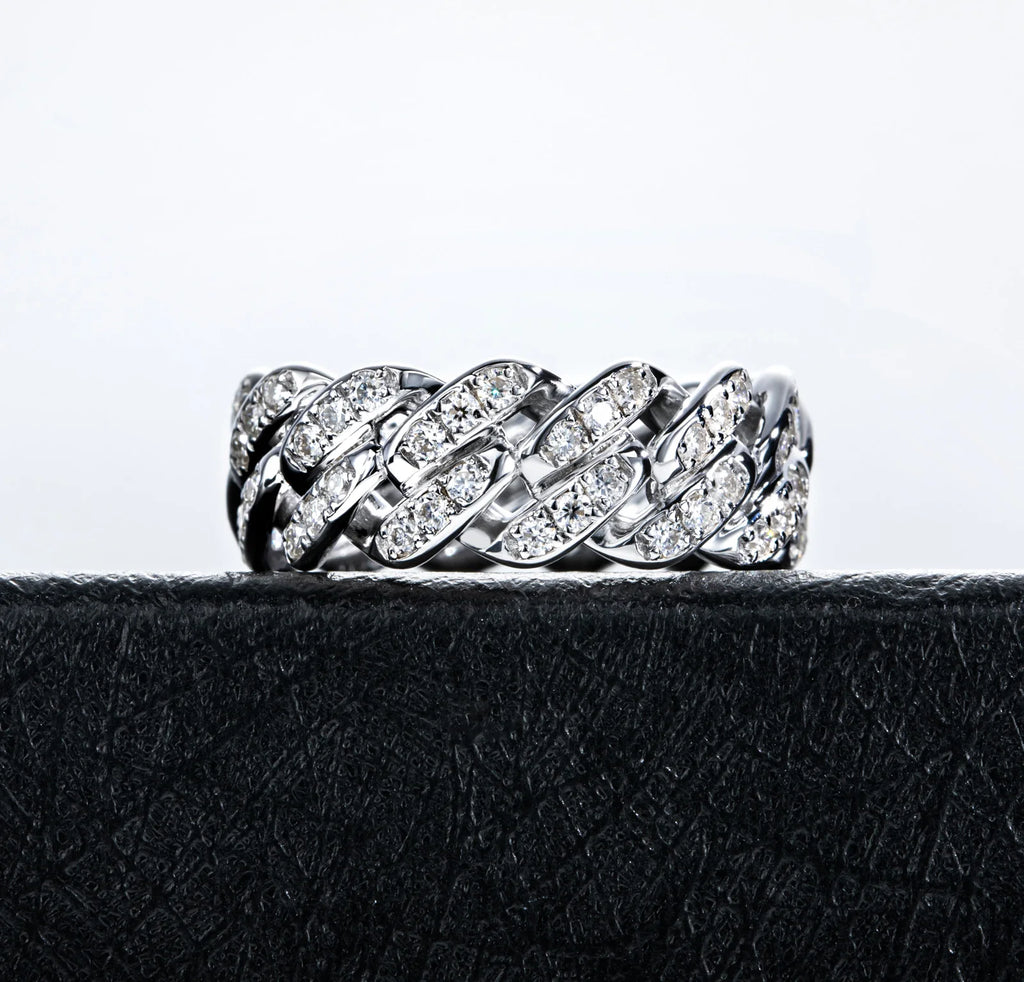 Iced Out Cuban Ring — 925 Silver