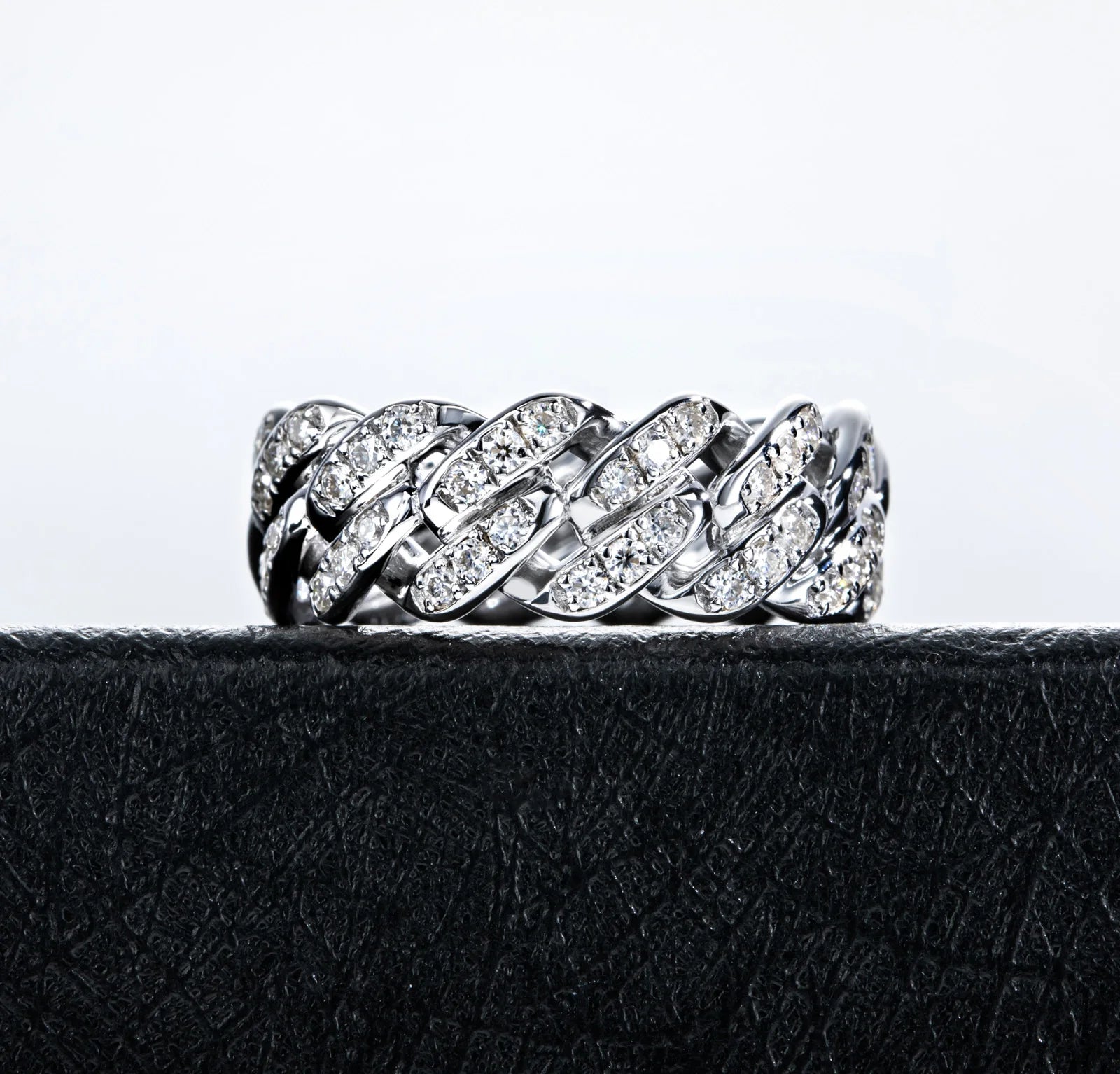 Iced Out Cuban Ring — 925 Silver