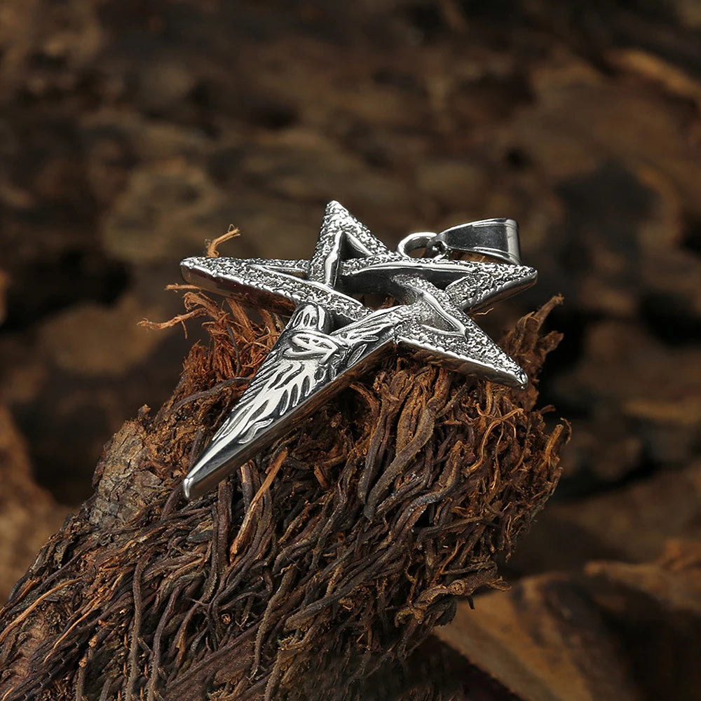 Devil Eye Pentagram Pendant Necklace — Stainless Steel