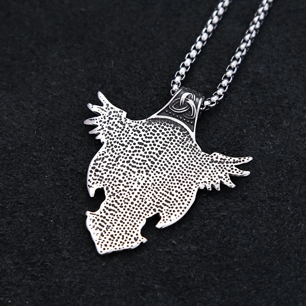 New Vintage Stainless Steel Nordic Odin Crow Pendant Necklace Fashion Viking Compass Necklaces Amulet Jewelry Gifts Dropshipping