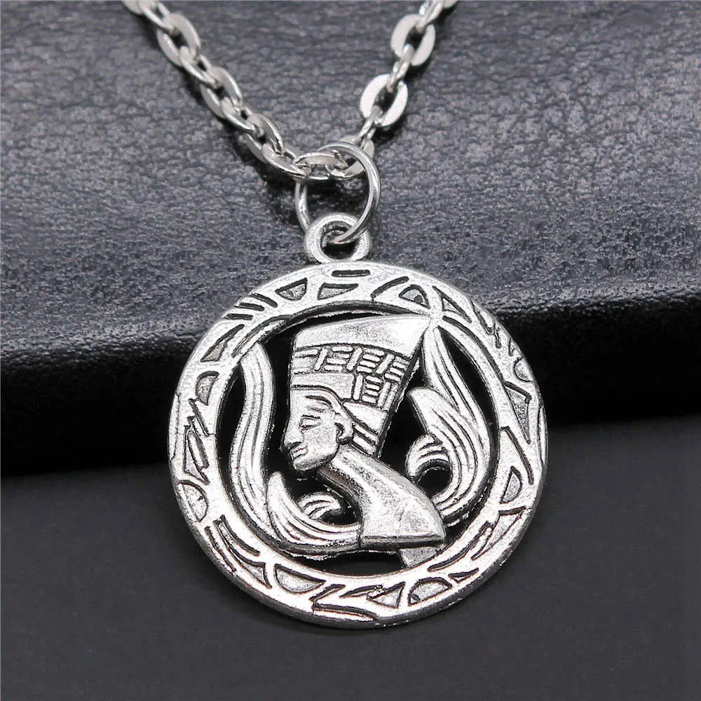 Vintage Chief Pharaoh Necklace On The Neck 43Cm Chain Girl Jewellery Beach Art Supplies