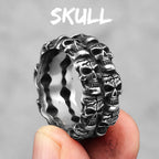Vintage Punk Gothic All Skull Head Series Stainless Steel Womens Mens Rings Unique for Biker Jewelry Creativity Gift
