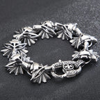 Gothic 8pcs Wolf Heads Chain Bracelet for Man Stainless Steel Mens Bracelets Unique Masculine Jewelry Gifts for