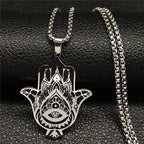 Hamsa Hand of Fatima Stainless Steel Necklaces Men Fatima´s Hand Turkish Eye Necklaces Pendants Jewelry collier homme