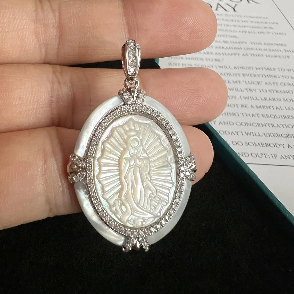 Virgin Mary Silver Pendant Necklace