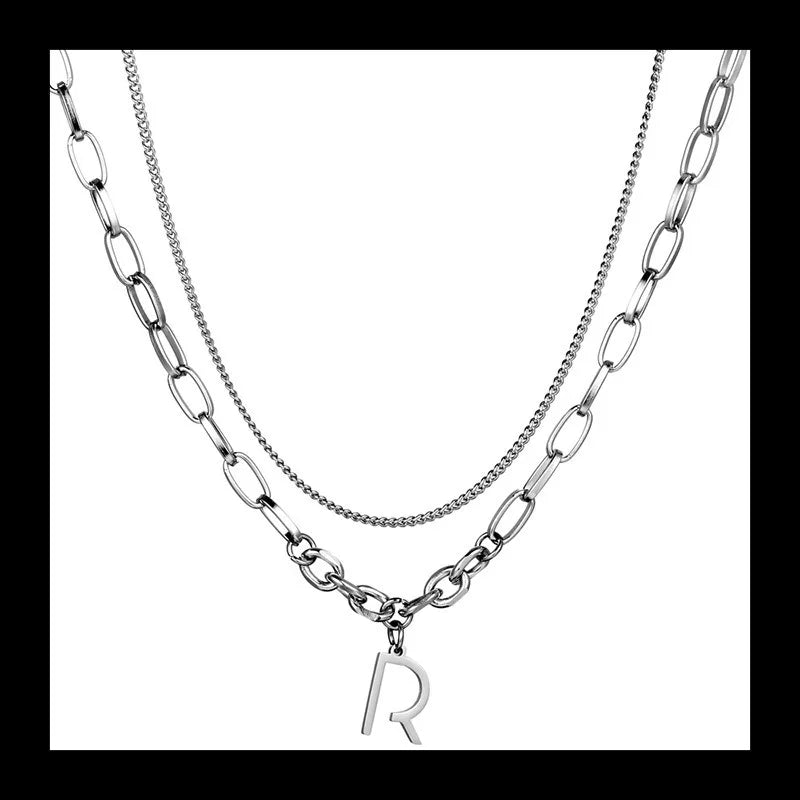 Double Layer Stacked Necklace — Stainless