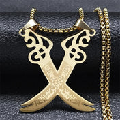 Broadsword Pendant Necklace — Gold-Tone, Long Chain