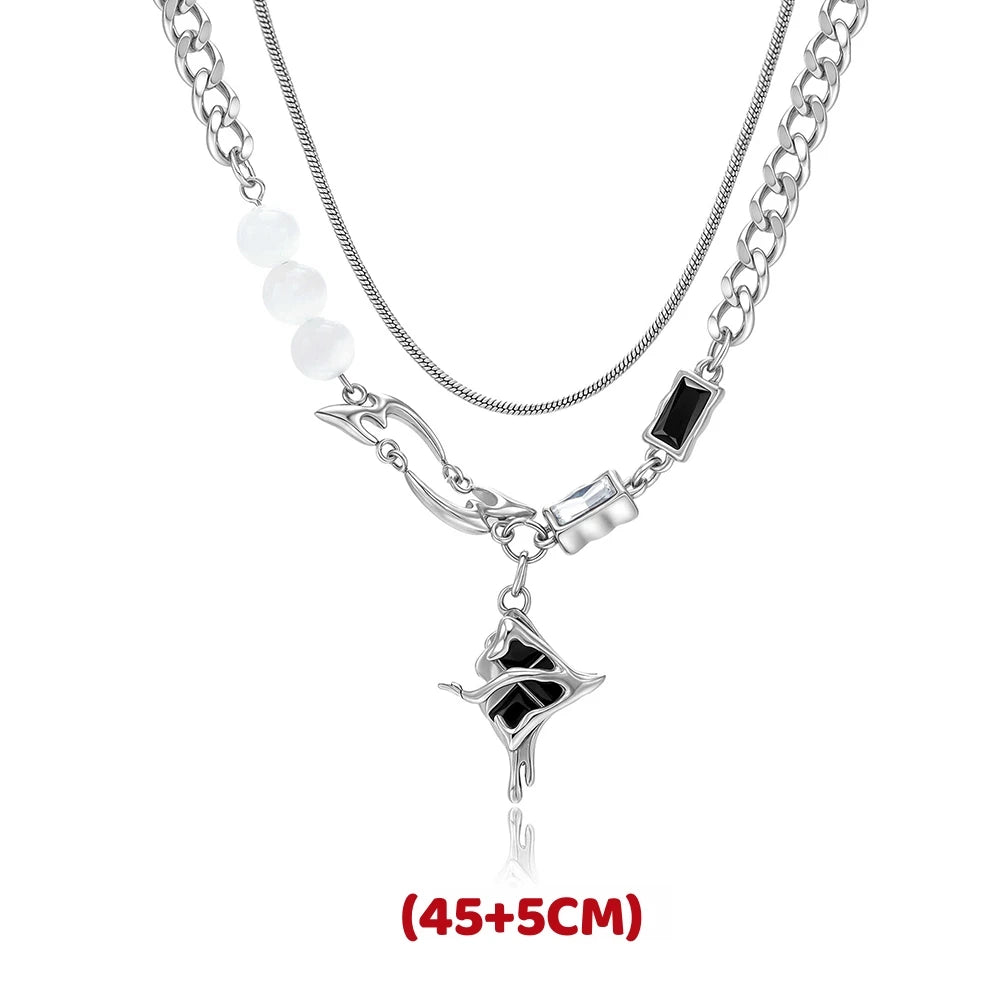 Hip Hop Melting Star Pendant for Man Woman Original Design Non Fading Titanium Steel Lock Chain New Couple Jewelry Kpop