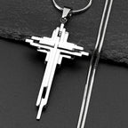 Multi-Layer Jesus Crucifix Pendant Necklace — Stainless Steel