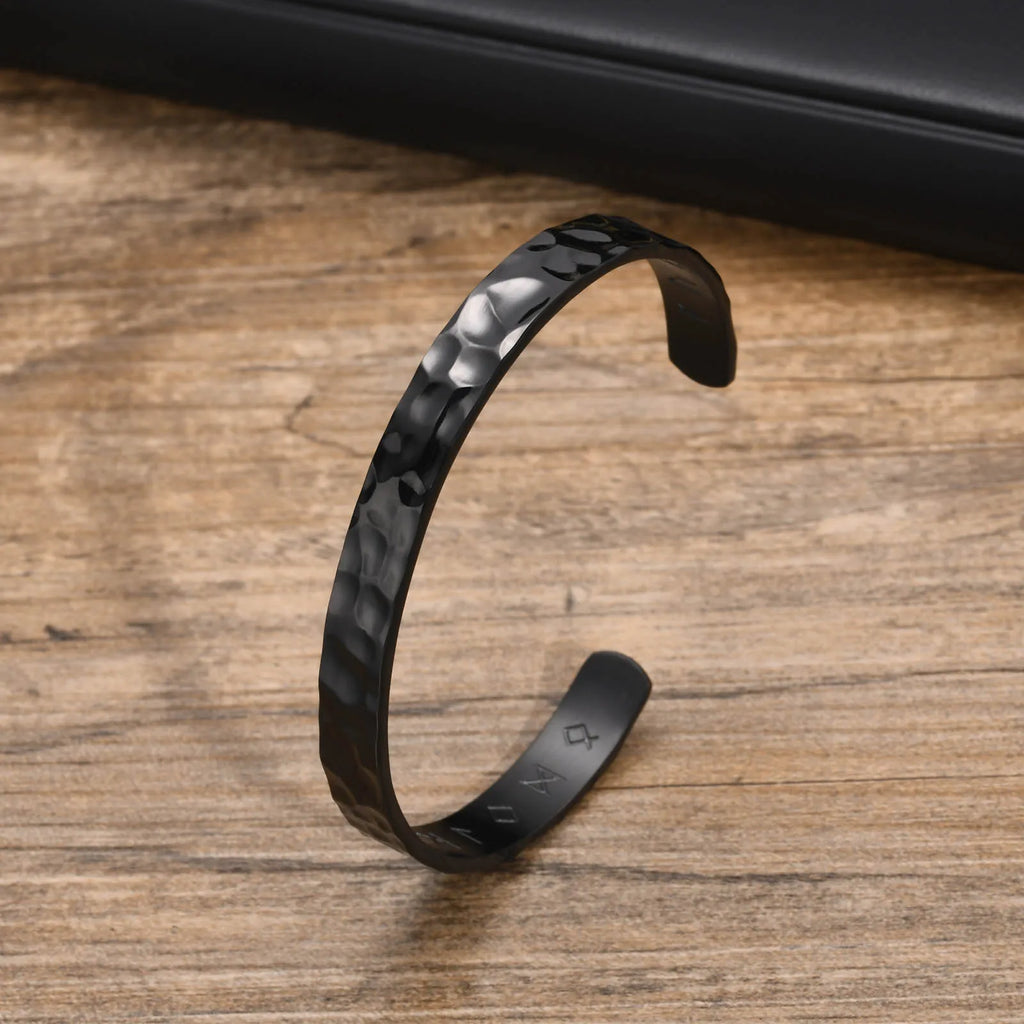 Vnox Norse Viking Bracelets for Men Women, Hand Crafted Hammered Stainless Steel Cuff Bangle Bracelet, Rock Punk Gift