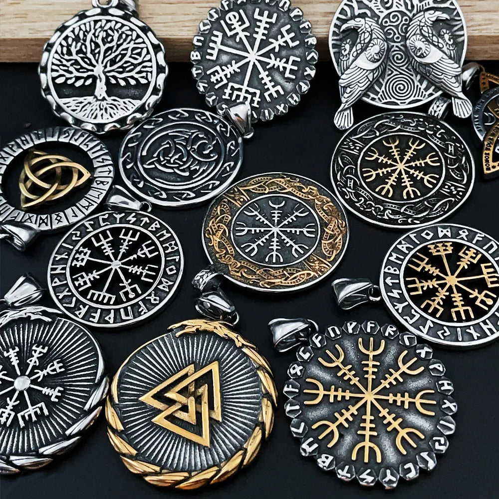 Multi-style Vintage Viking Necklace Men Amulet Nordic Tree of Life Celtic Stainless Steel Pendant Chain Jewelry Wholesale