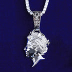 Bubble Letter Iced Out United kingdom Queen Head Necklace Pendant  for Men Real Gold Plated 5A Cubic Zirconia Hip Hop Jewelry