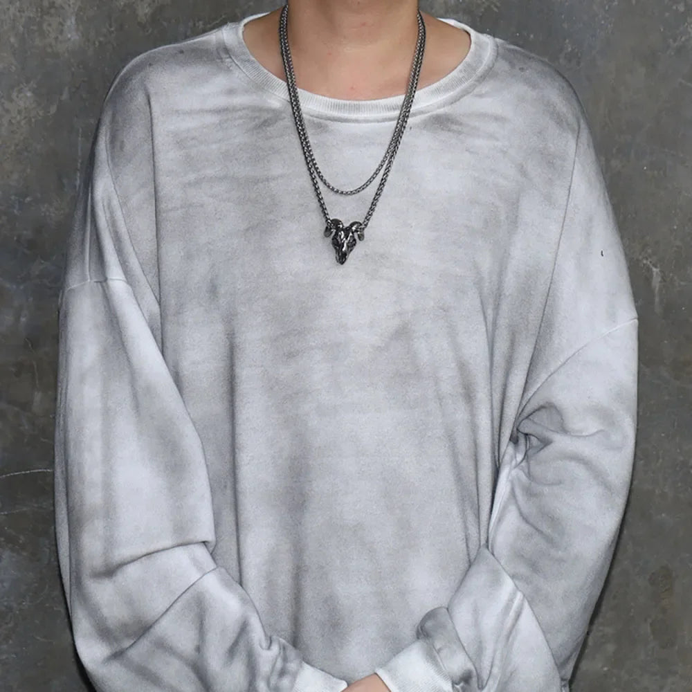 Vintage 316L Stainless Steel Goat Necklace Hanging Men Chain Street Hip Hop Style Gothic Skull Pendant Jewelry Accessories