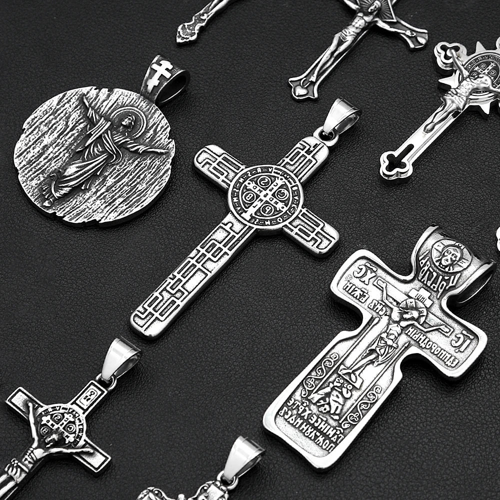 Vintage Jesus Cross Pendant — 316L Stainless Steel