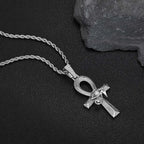 Gold Cross Ankh Pendant Necklace Iced Out 18K