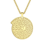 Viking Calendar Rune Medallion Pendant Necklace — Stainless Steel