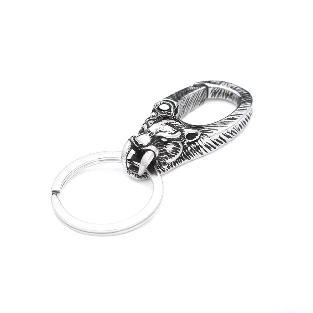 Viking Dragon Head Keychain — Stainless