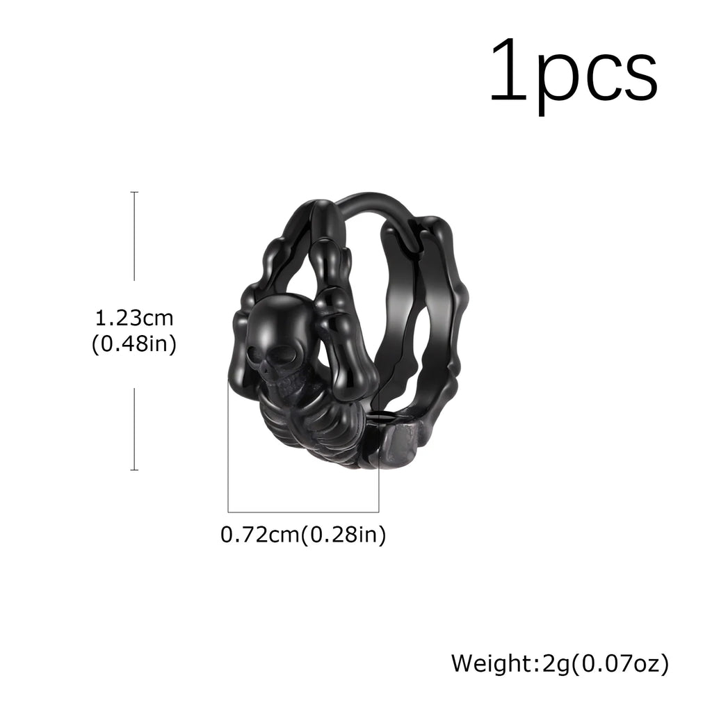 Skeleton Huggie Hoop Earrings — Stainless Steel
