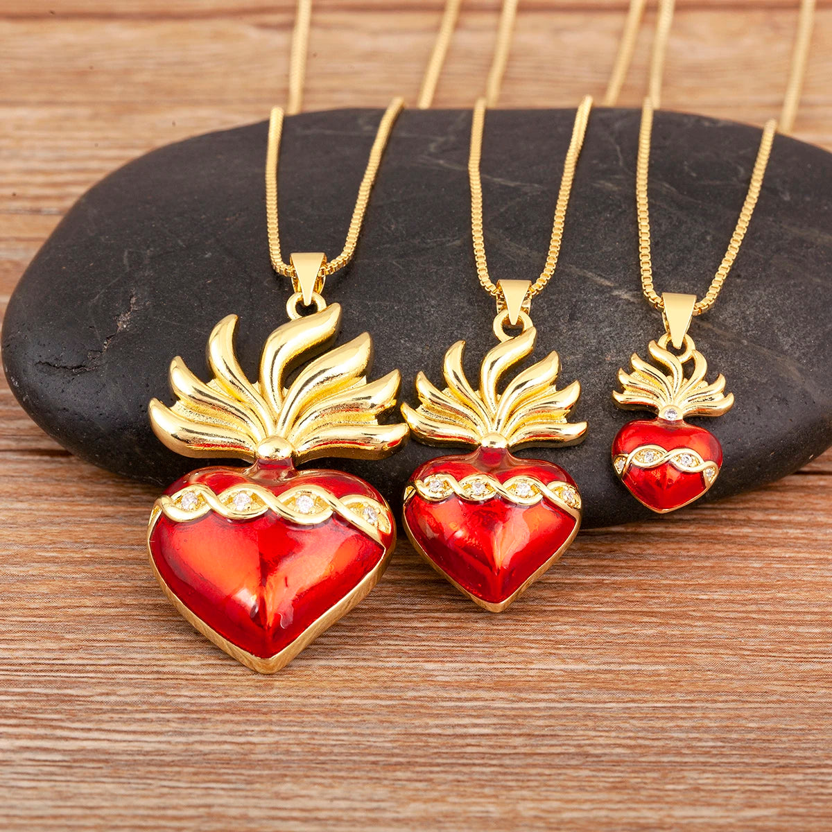 Iced Out Sacred Heart Pendant Necklace