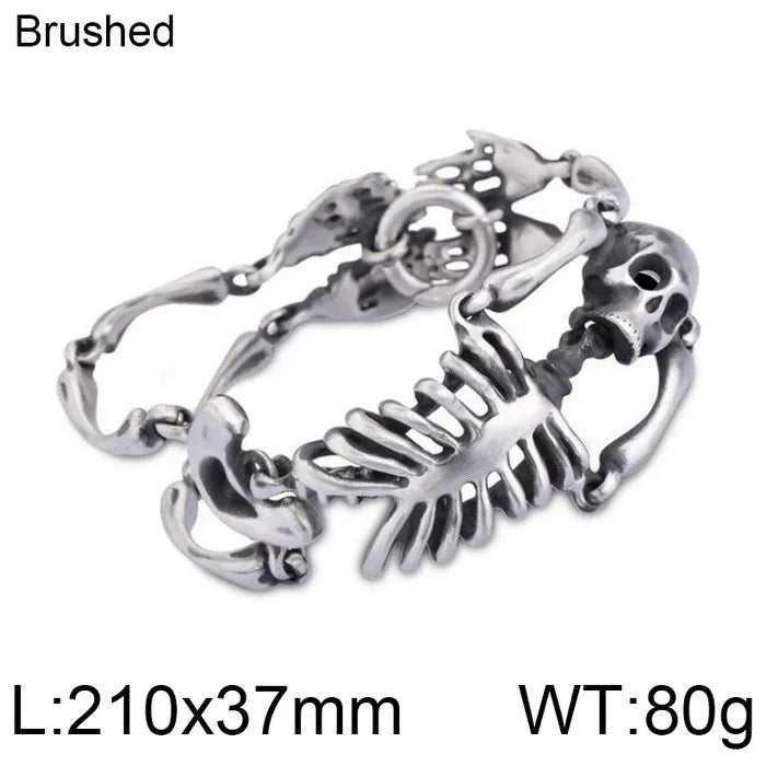 Gothic Skull Body Chain Bracelet — Stainless Steel