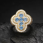 TUHE Unisex Silver Cross Ring Moissanite Stone Iced Out Couple Rings for Women Men Hip Hop Gifts