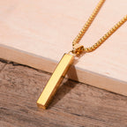 Vertical Bar Box Chain Pendant — Stainless