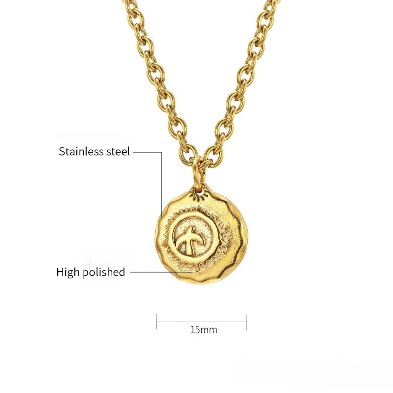 Flying Bird Geometric Pendant Necklace — Titanium