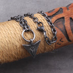 "Algiz"Rune Iron Color Viking spear Pendant Necklace with Stainless Steel Chain As Men Gift with wooden box