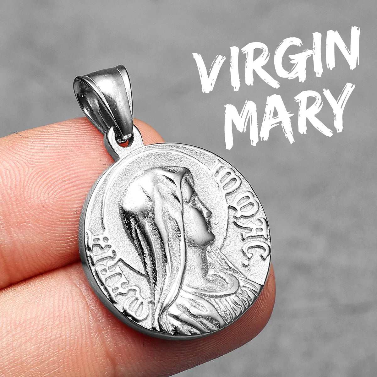 Virgin Mary Pendant Necklace — Stainless Steel