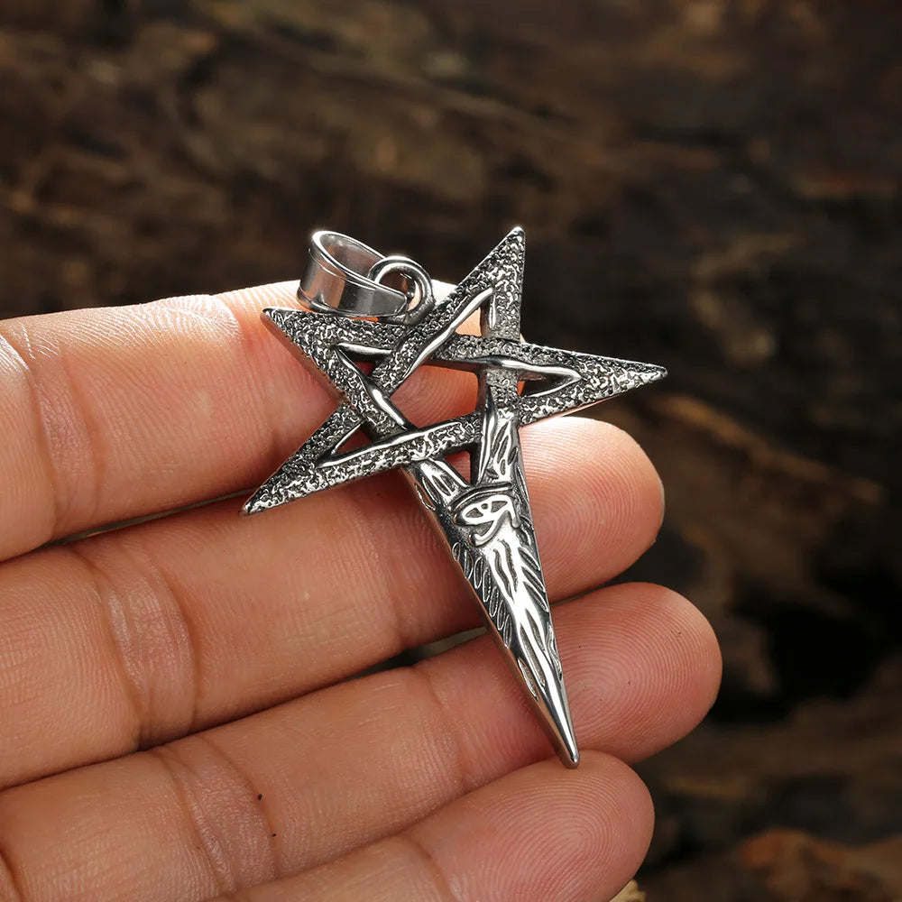 Devil Eye Pentagram Pendant Necklace — Stainless Steel