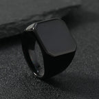 Simple Personality Geometry Beveled Smooth Surface Large Square Stainless Steel Rings for Men Trendy Punk Jewelry Accessory Gift