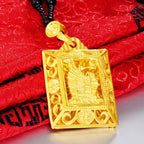 Large Sailing Ship Plaque Pendant for Men — Gold-Tone